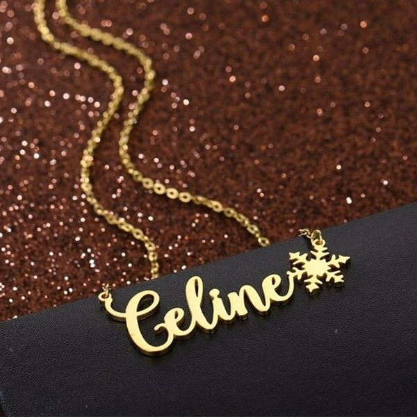 Personalised Snowflake Necklace Custom 1 Name Necklace Gift For Her-Jessemade AU