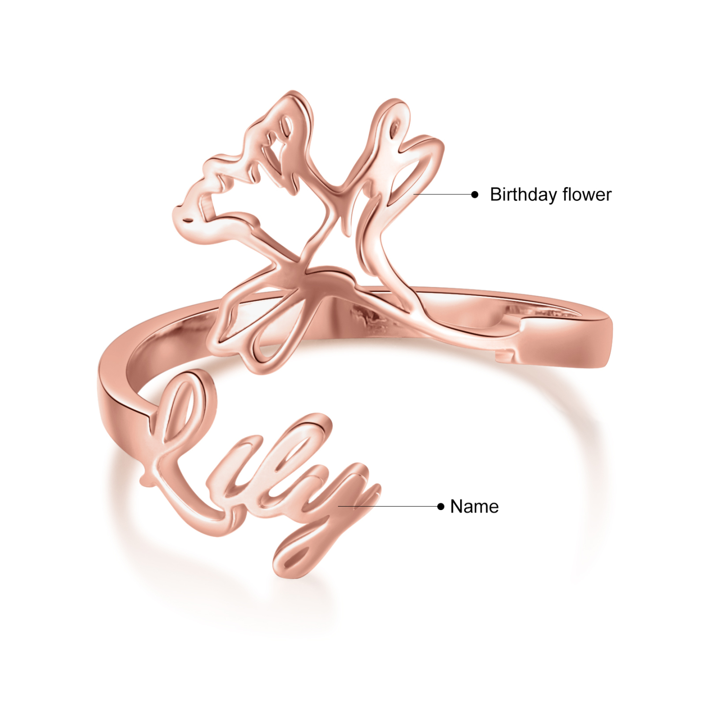 Personalised March Birth Flower Ring With Name Gifts For Her-Jessemade AU