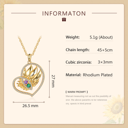 Personalised Heart Necklace With 2 Birthstones Engraved Names Necklace Gift For Women-Jessemade AU