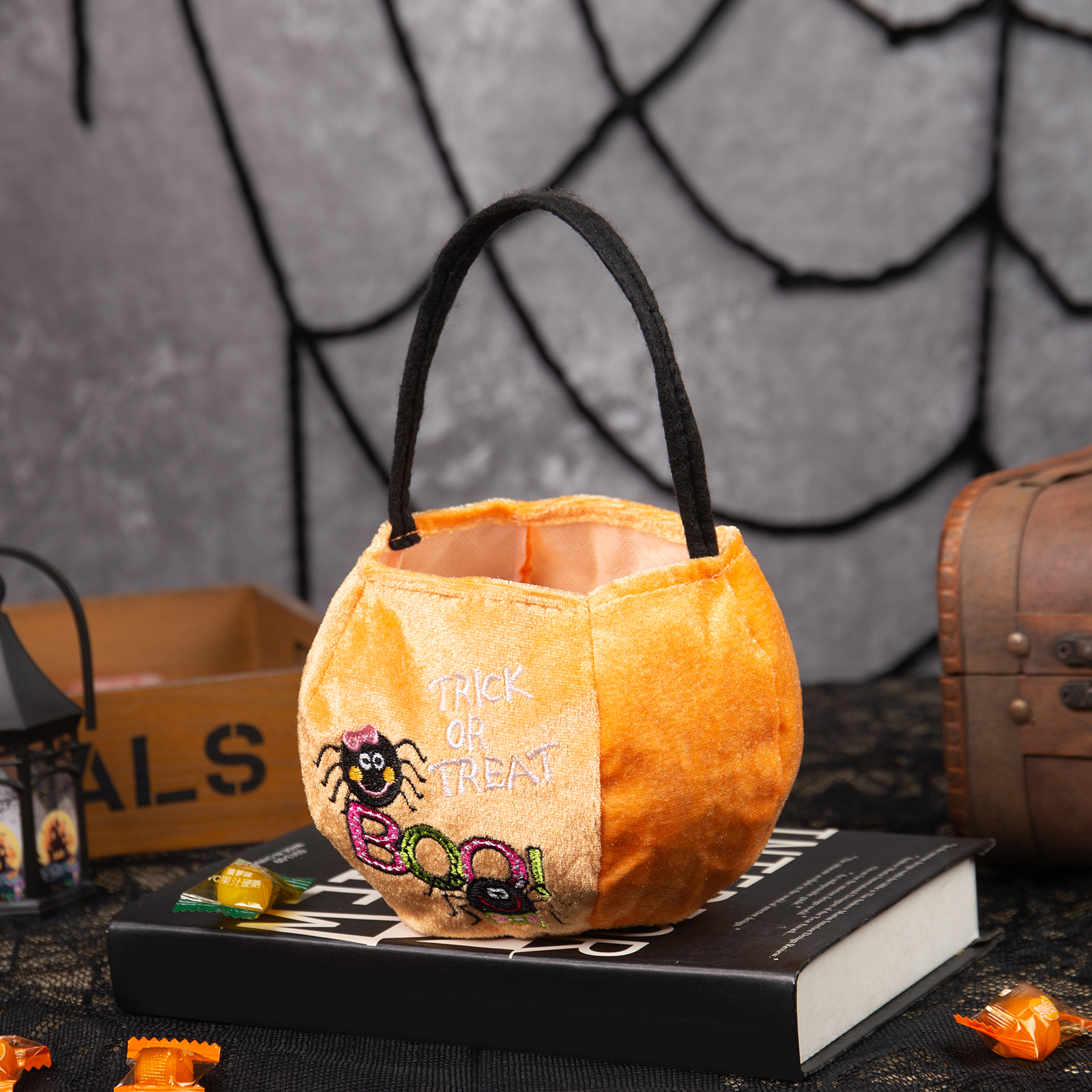 Halloween Tote Bag Custom 1 Name Pumpkin Tote Bag Halloween Candy Bag for Kids-Jessemade AU