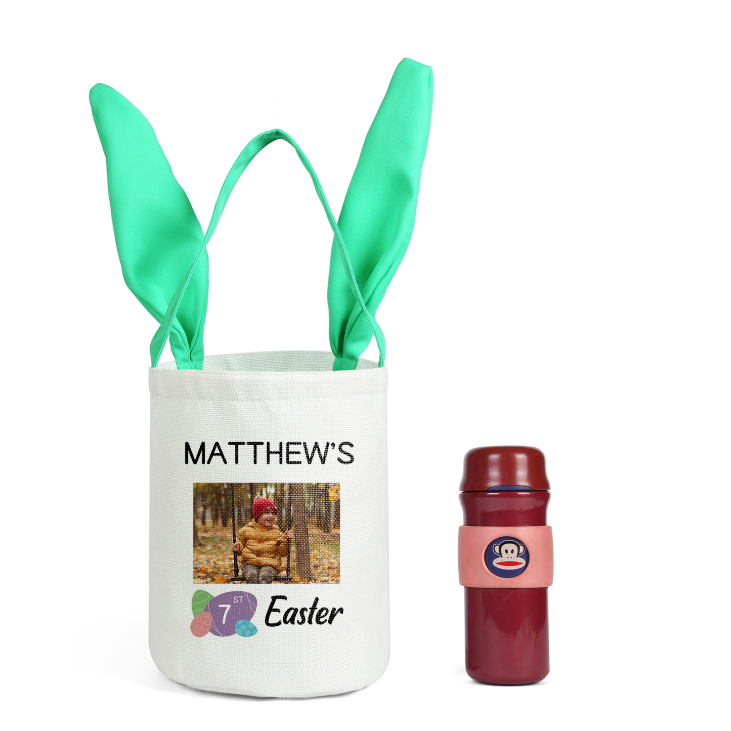 Personalised Photo Bunny Tote Bag Custom Name & Text & Number Bucket Bag Bunny Basket Easter Gifts-Jessemade AU