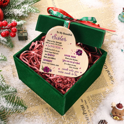 To My Beautiful Sister Violet Flower Heart Candle Holder "I'll always love you wherever we go" Wooden Candlestick-Jessemade AU