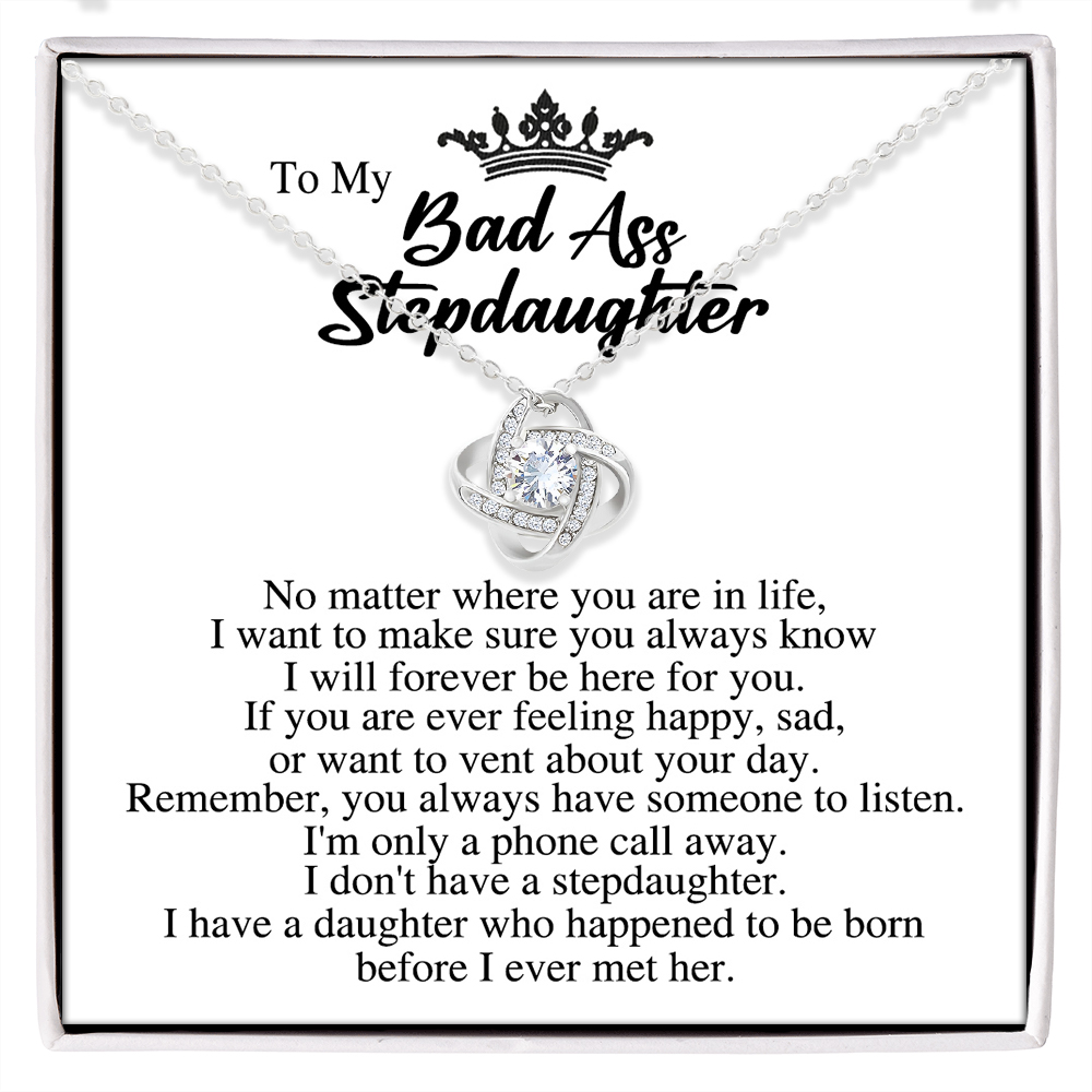 To My Stepdaughter - S925 Love Knot Necklace "I Have A Daughter Who Happened To Be Born Before I Ever Met Her" Gifts For Daughter-Jessemade AU