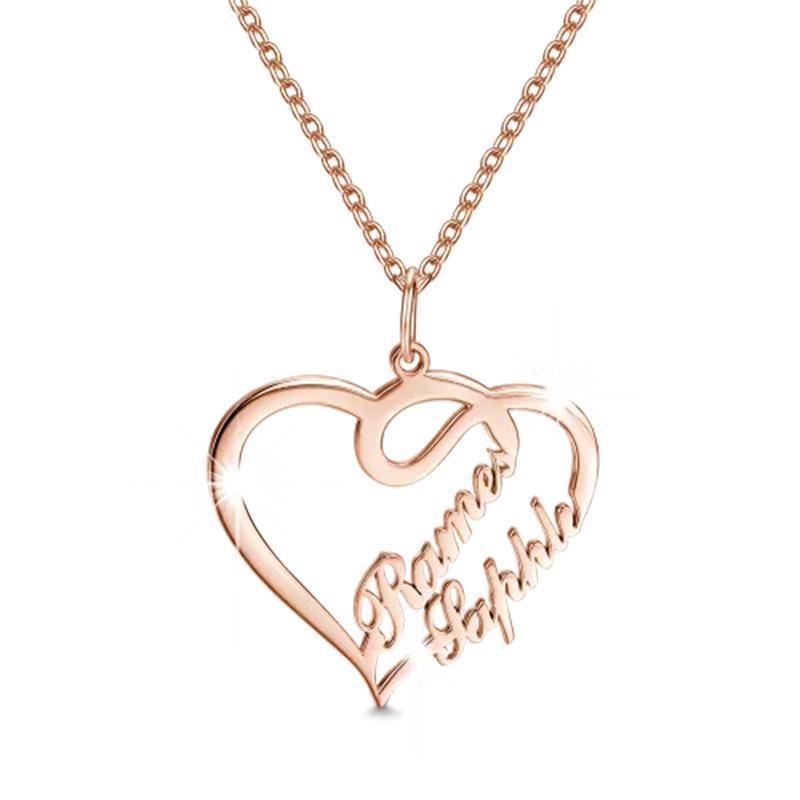 Personalised Heart Necklace Custom 2 Names Necklace Gift For Women-Jessemade AU