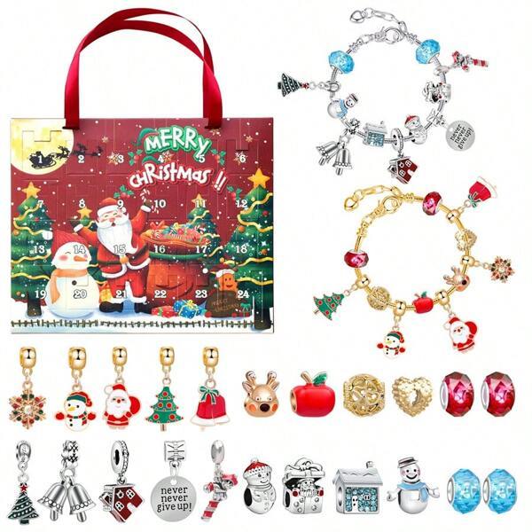 Christmas Bracelet Charms Surprise Blind Box Advent Calendar 24 Days Countdown Surprise Box DIY Bracelet Mystery Box Gift For Her-Jessemade AU