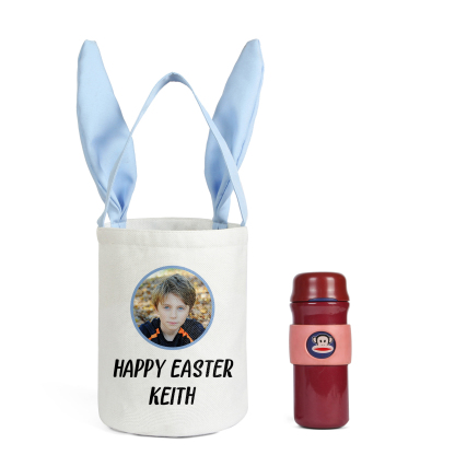 Personalised Photo Bunny Tote Bag Custom Name & Text Bucket Bag Bunny Basket Easter Gifts-Jessemade AU