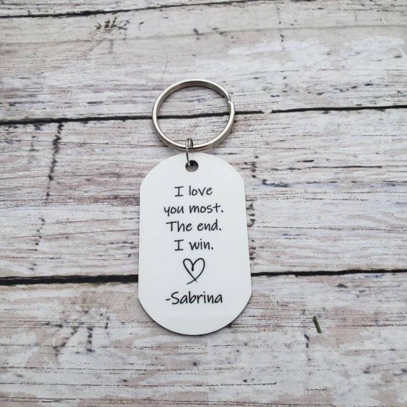 Personalised Photo Keychain with Name for Couple "I Love You Most The End I Win"-Jessemade AU