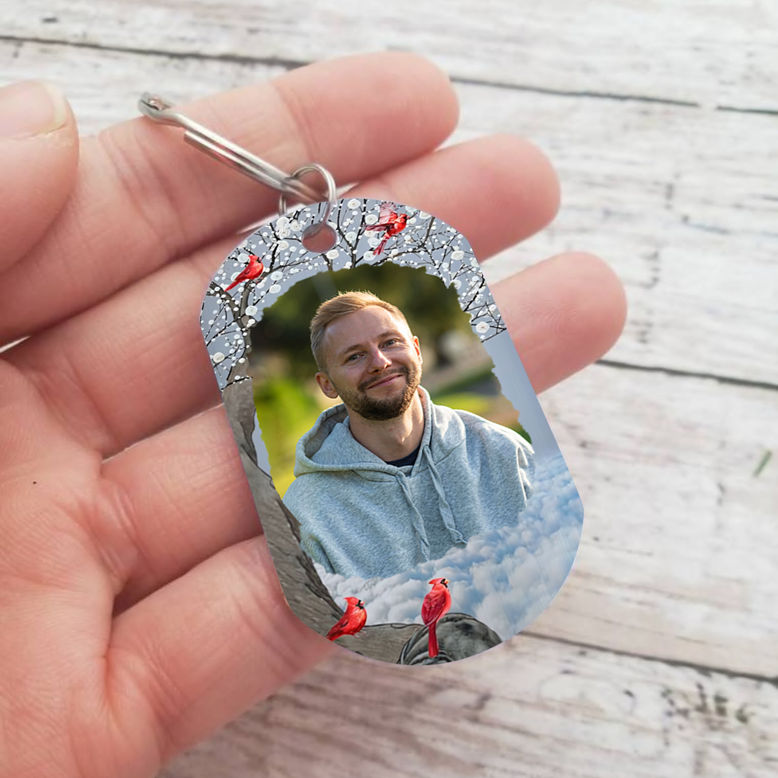 Cardinal Memorial Keychain Custom Photo Keyring Commemorate Deceased Loved Ones - I Will Carry You With Me Until I See You Again -Jessemade AU