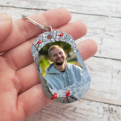 Cardinal Memorial Keychain Custom Photo Keyring Commemorate Deceased Loved Ones - I Will Carry You With Me Until I See You Again -Jessemade AU