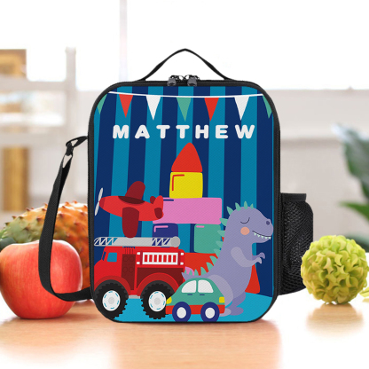 Custom Name Lunch Bag Personalised Blue Stripes Lunch Box Gifts for Kids-Jessemade AU