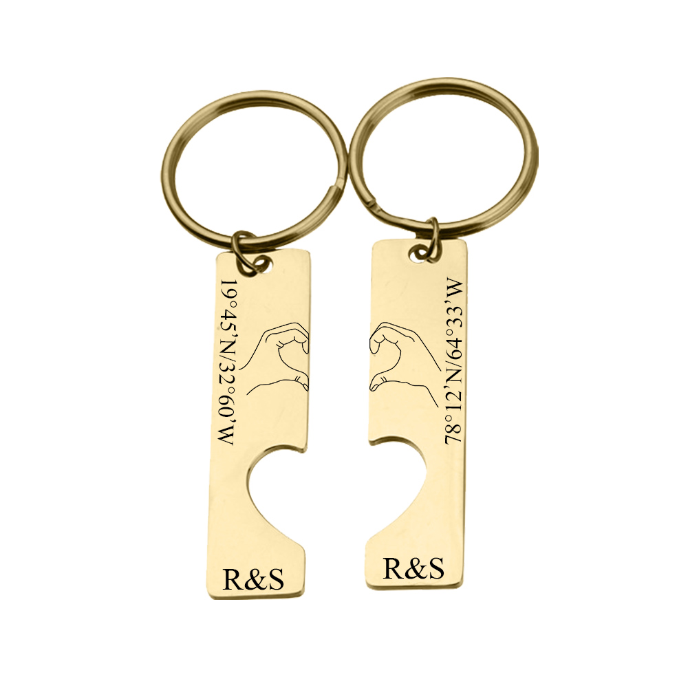 Personalised Couple Keychain Set Customised Letters & Text Matching Keyring Valentine's Day Gift for Couples-Jessemade AU