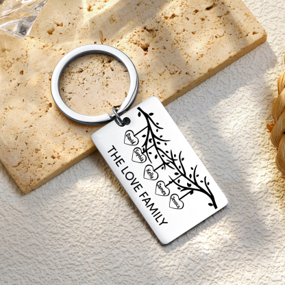 Custom Family Tree Keychain with 5 Names Personalised Dog Tag keyring-Jessemade AU