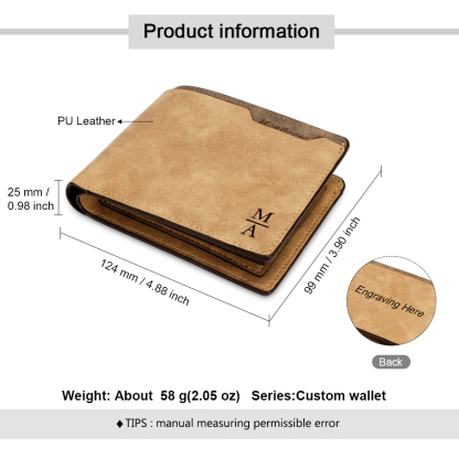 Personalised Leather Wallet Engraved Photo Short Purse Folding Wallet Gifts For Men-Jessemade AU