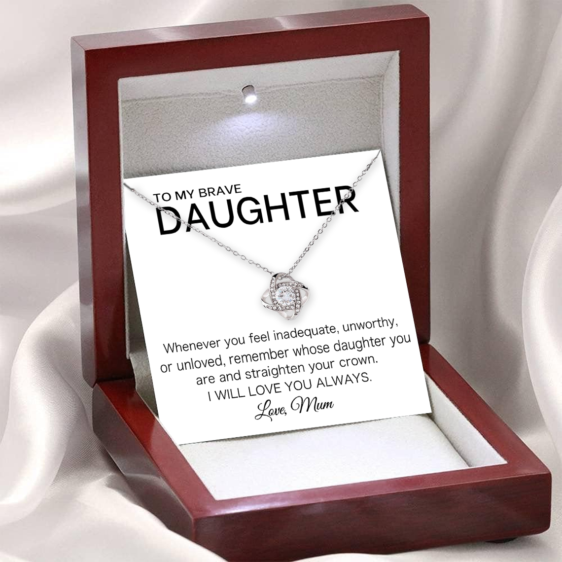 To My Brave Daughter Love Knot Necklace Mum to Daughter Necklace Special Birthday Gift for Daughter - I Will Love You Always-Jessemade AU