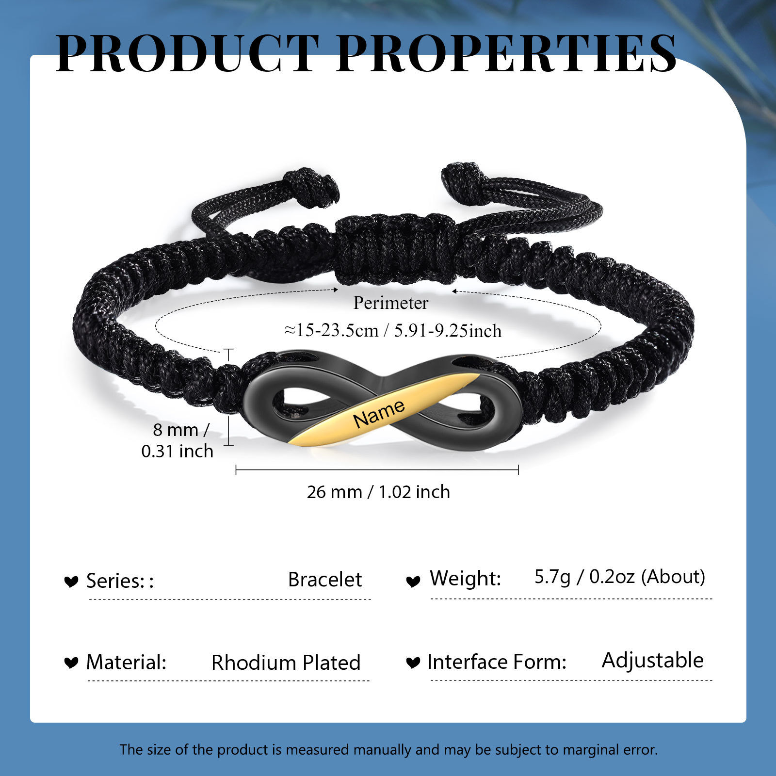 Personalised Infinity Bracelet Customised Name Couple Bracelet Adjustable Gifts for Him/Her-Jessemade AU