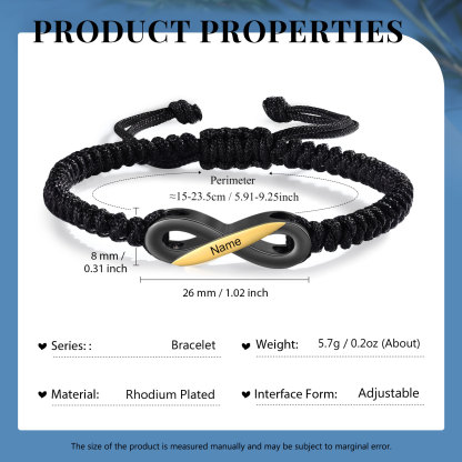 Personalised Infinity Bracelet Customised Name Couple Bracelet Adjustable Gifts for Him/Her-Jessemade AU