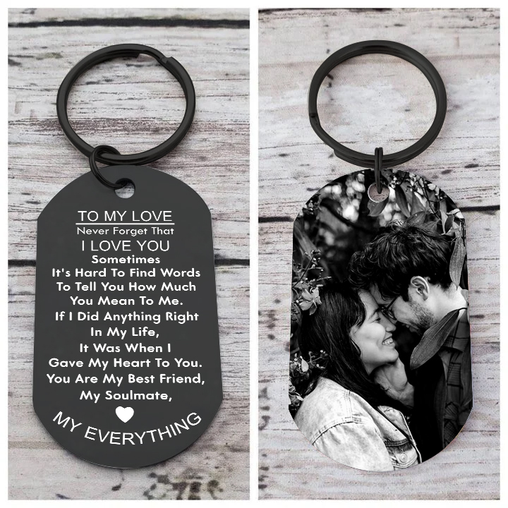 To My Love/Man Couple Keychain Custom Photo Stainless Steel Keyring Valentine's Day Gift for Couples-Jessemade AU