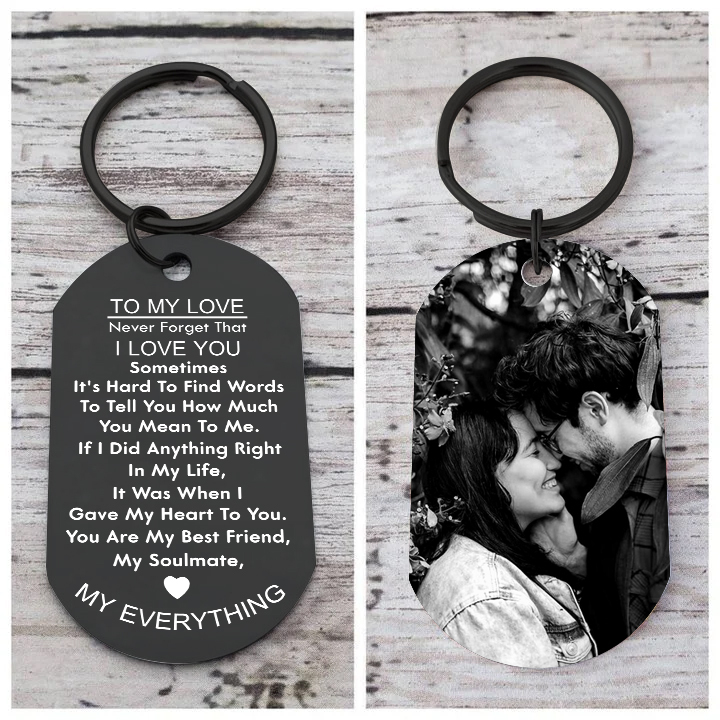 To My Love/Man Couple Keychain Custom Photo Stainless Steel Keyring Valentine's Day Gift for Couples-Jessemade AU