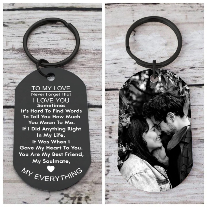 To My Love/Man Couple Keychain Custom Photo Stainless Steel Keyring Valentine's Day Gift for Couples-Jessemade AU