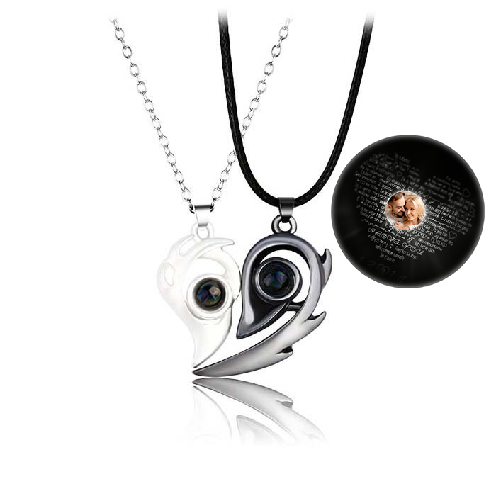 Personalised 100 Languages "I Love You" Heart Projection Necklace Custom Photo Gifts For Her-Jessemade AU
