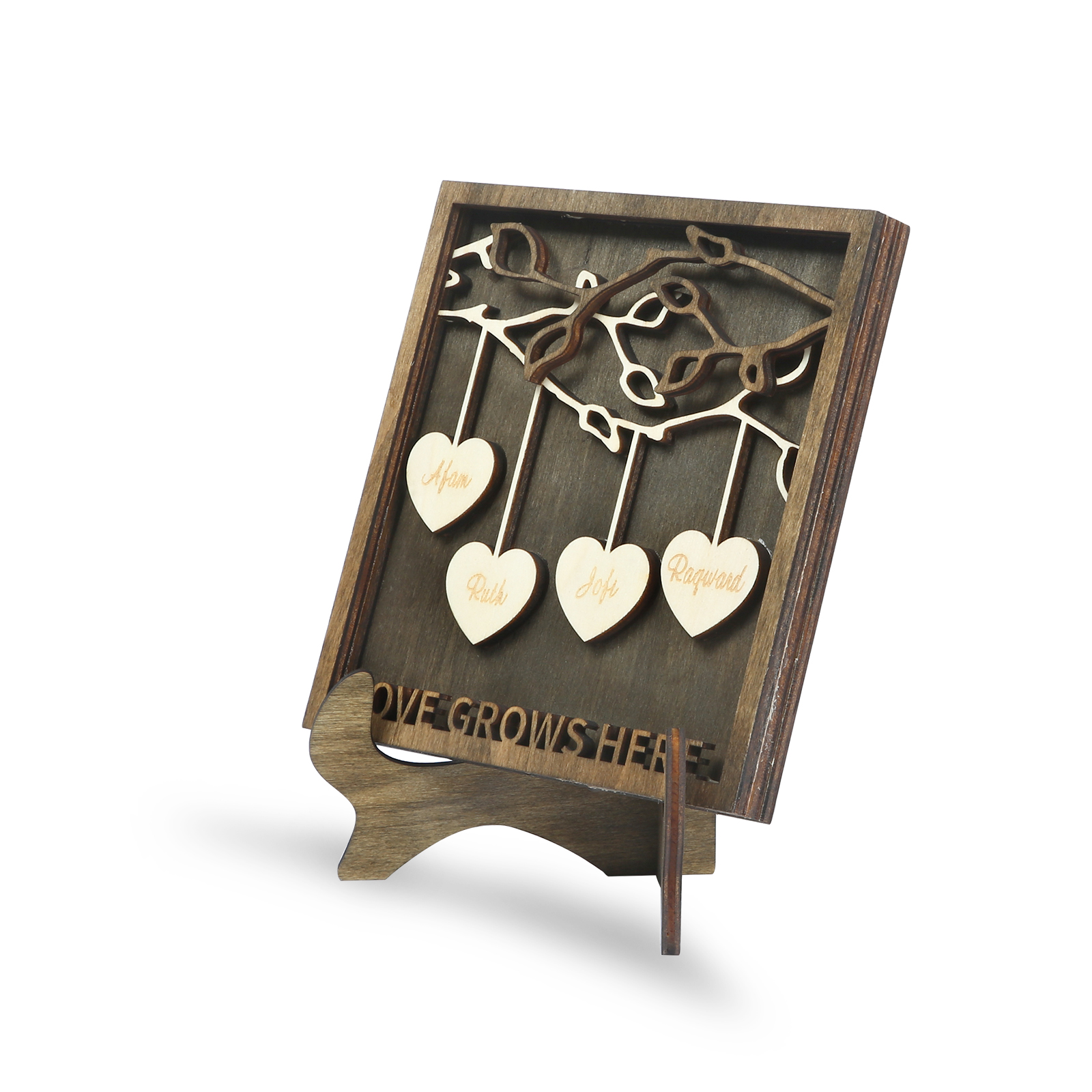 Custom Family Tree Sign Engrave 4 Names Wooden Family Frame Home Decor-Jessemade AU