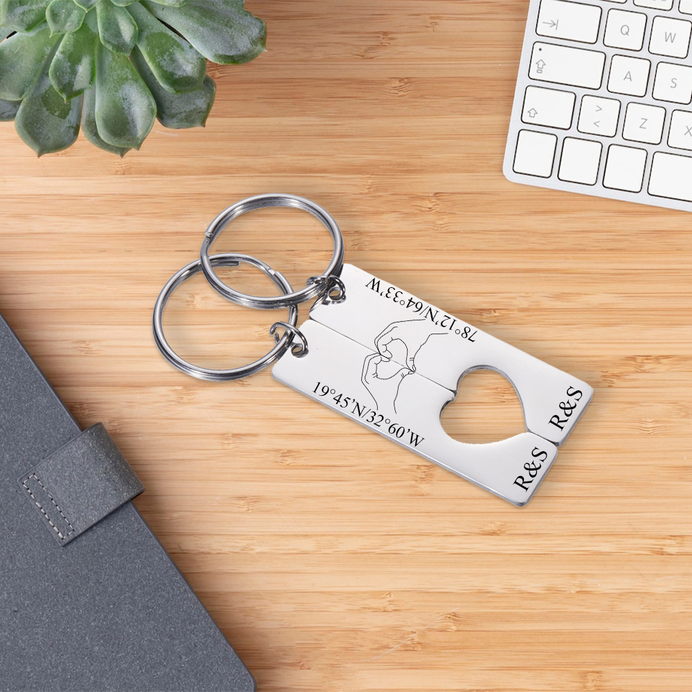 Personalised Couple Keychain Set Customised Letters & Text Matching Keyring Valentine's Day Gift for Couples-Jessemade AU