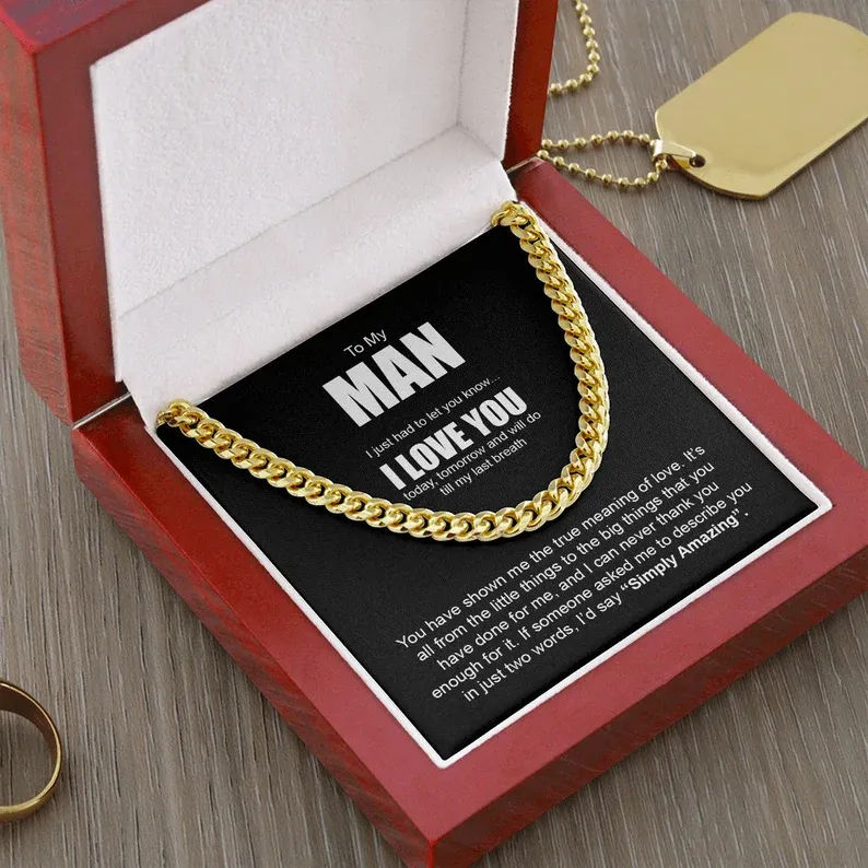 To My Man-Cuban Link Chain Necklace Gift Set "You have shown me the true meaning of love"-Jessemade AU