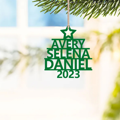 3 Names - Personalised Christmas Tree Ornaments Customised Name Xmas Wooden Decor Gifts for Family Friends-Jessemade AU