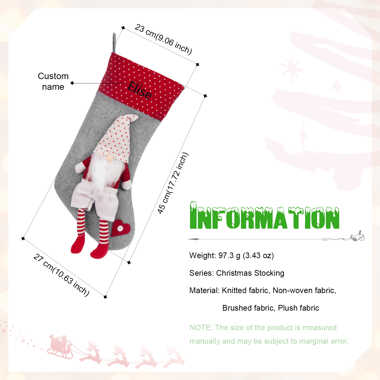 Custom 1 Name Christmas Stocking Ornament Christmas Gift Bags Santa Claus Stocking Gifts for Family Friends-Jessemade AU