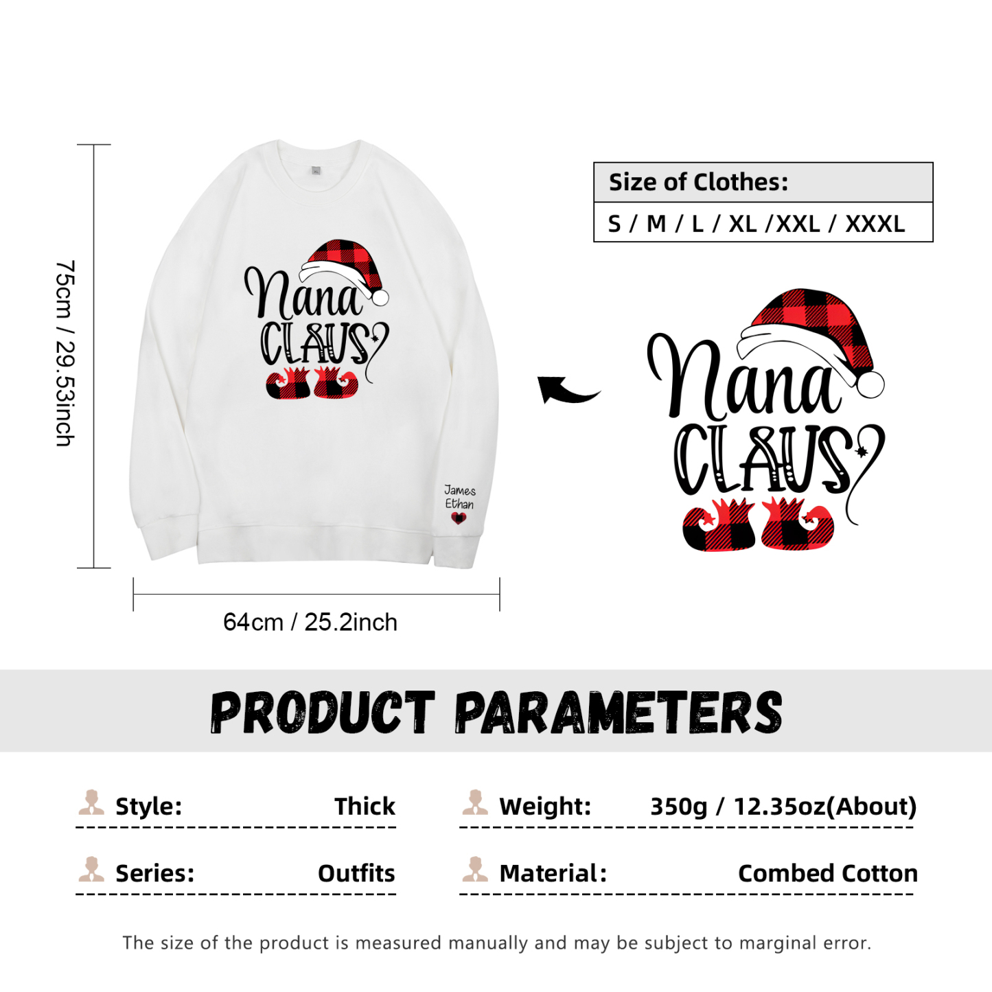 2 Names - Personalised Christmas Sweatshirt Custom Name & Text Sweatshirt Nana Claus Sweatshirt Gift for Family -Jessemade AU