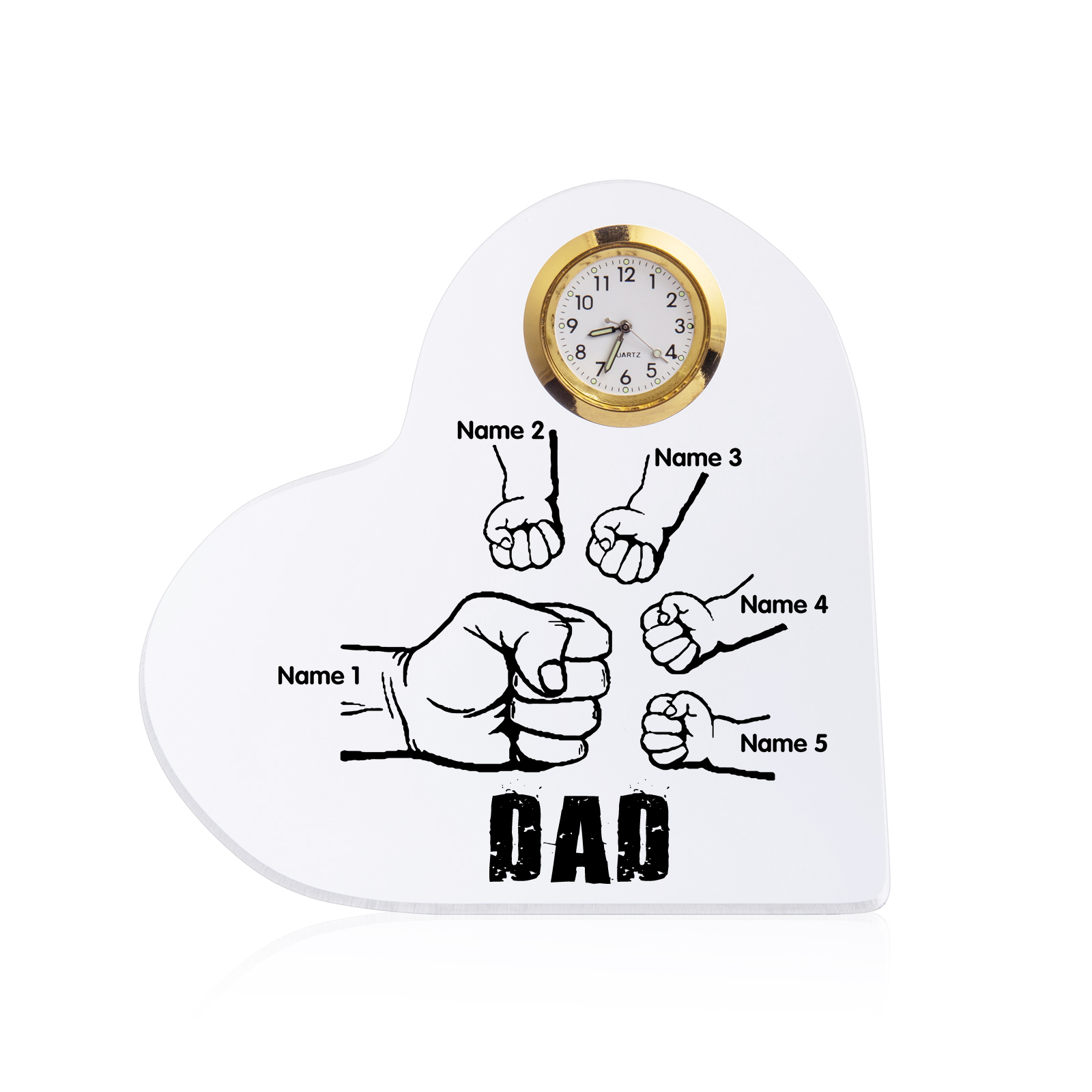 Father's Day Gifts Acrylic Heart Keepsake Personalised Fist Bump Heart Sign with 5 Names-Jessemade AU