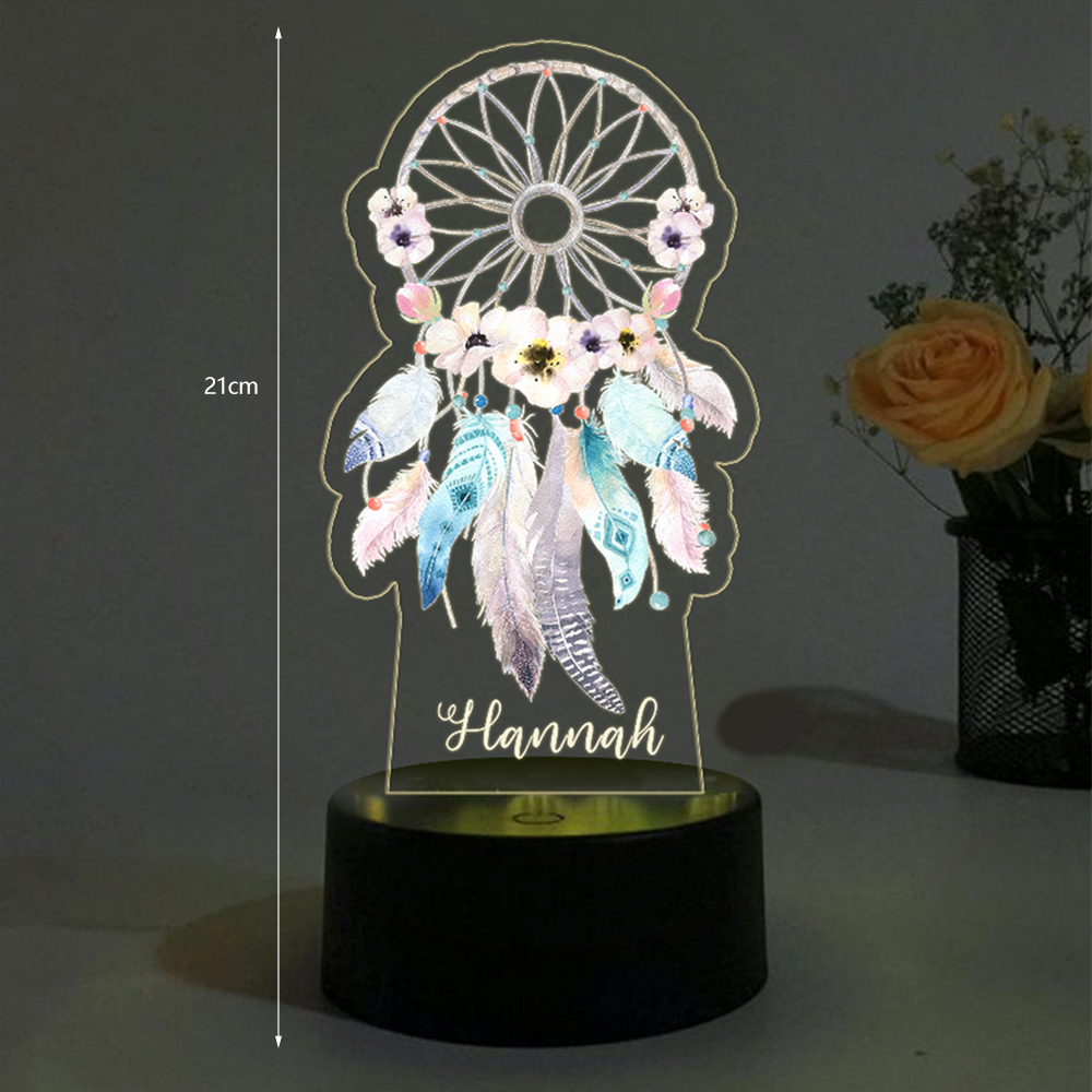 Custom Dream Catcher Night Light 7 Colours Changing Night Light With Name LED Lamp Gifts For Kids-Jessemade AU