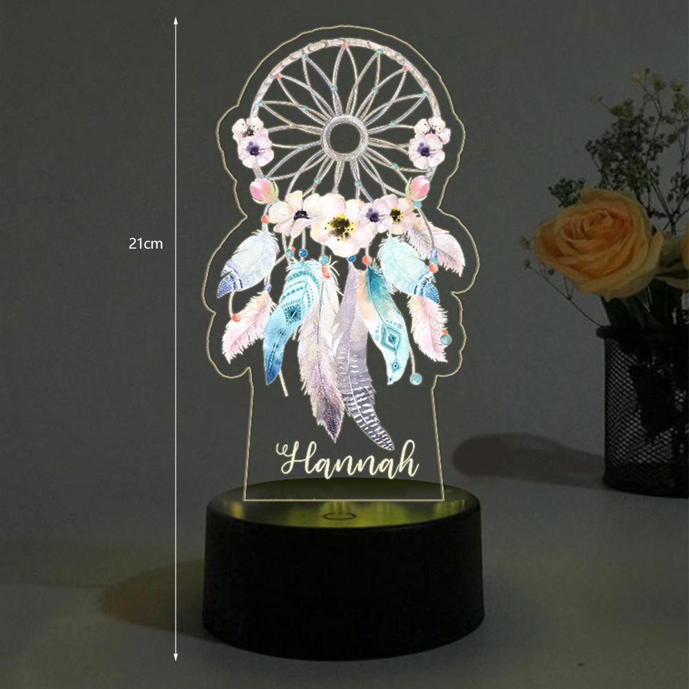 Custom Dream Catcher Night Light 7 Colours Changing Night Light With Name LED Lamp Gifts For Kids-Jessemade AU