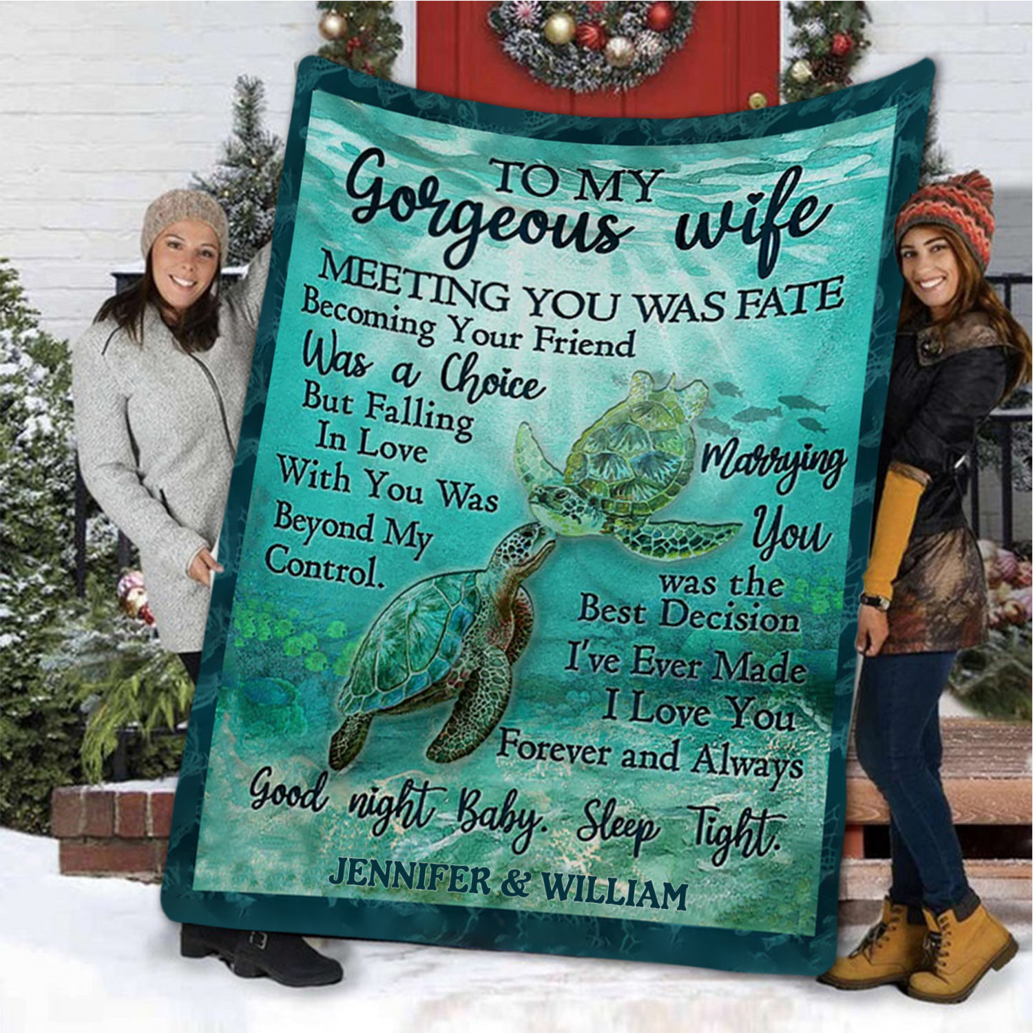 To My Gorgeous Wife Personalised Couple Blanket Sweet Gift "I love you forever and always"-Jessemade AU