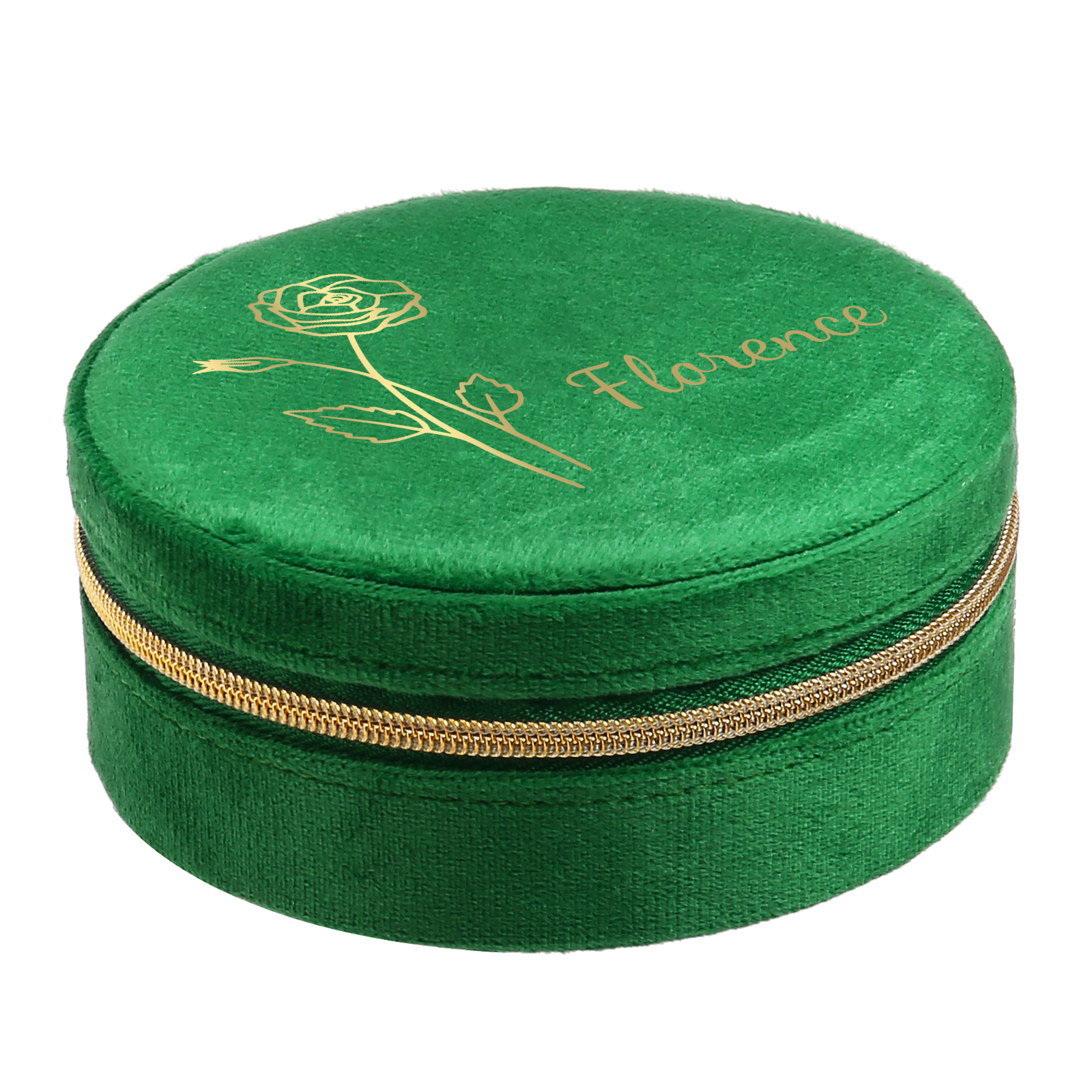 Personalised Name Jewelry Storage Box Custom Birth Flower Travel Jewelry Box Circle Box Gifts for Her-Jessemade AU