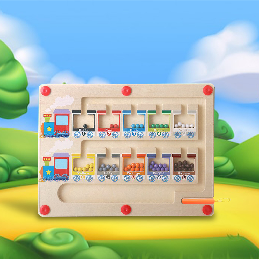 Magnet Maze Train Toy Wooden Magnetic Counting Board Set With Math Pen Number & Colour Maze Game Educational Toy Gift for Kids-Jessemade AU