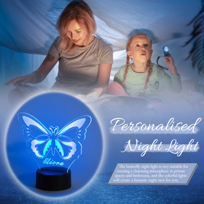 Personalised Butterfly Name Night Light Engraved Lamp-Jessemade AU