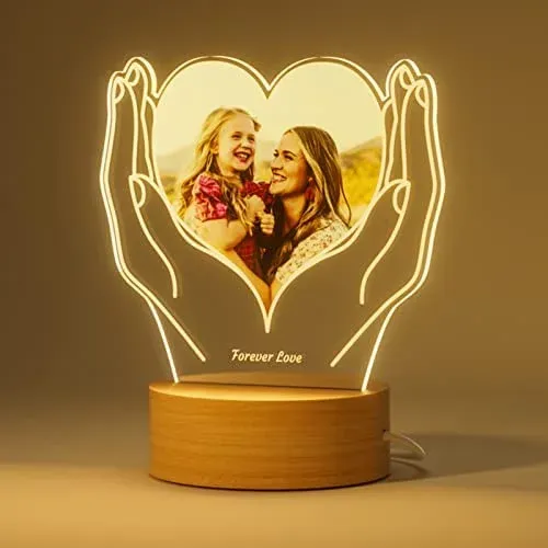 Personalised Heart-Shaped Night Light Customised Photo & Text LED Lamp Gift for Family/Friends-Jessemade AU