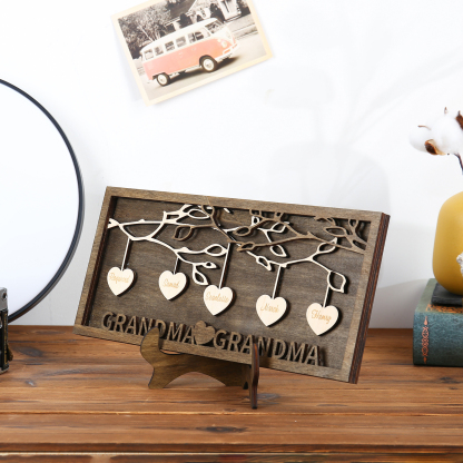 Custom Family Tree Sign Engrave 5 Names Wooden Family Frame Home Decor-Jessemade AU