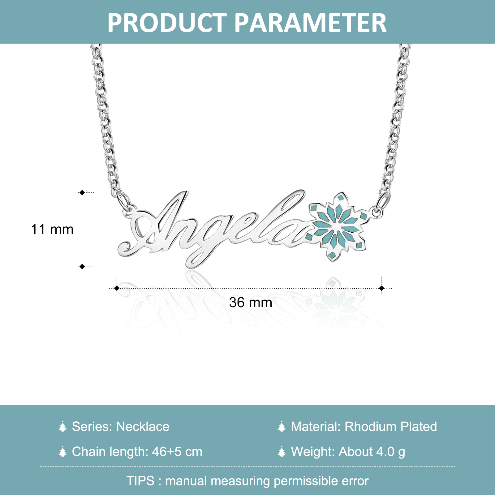 Personalised Snowflake Necklace Custom 1 Name Necklace Gift For Her-Jessemade AU