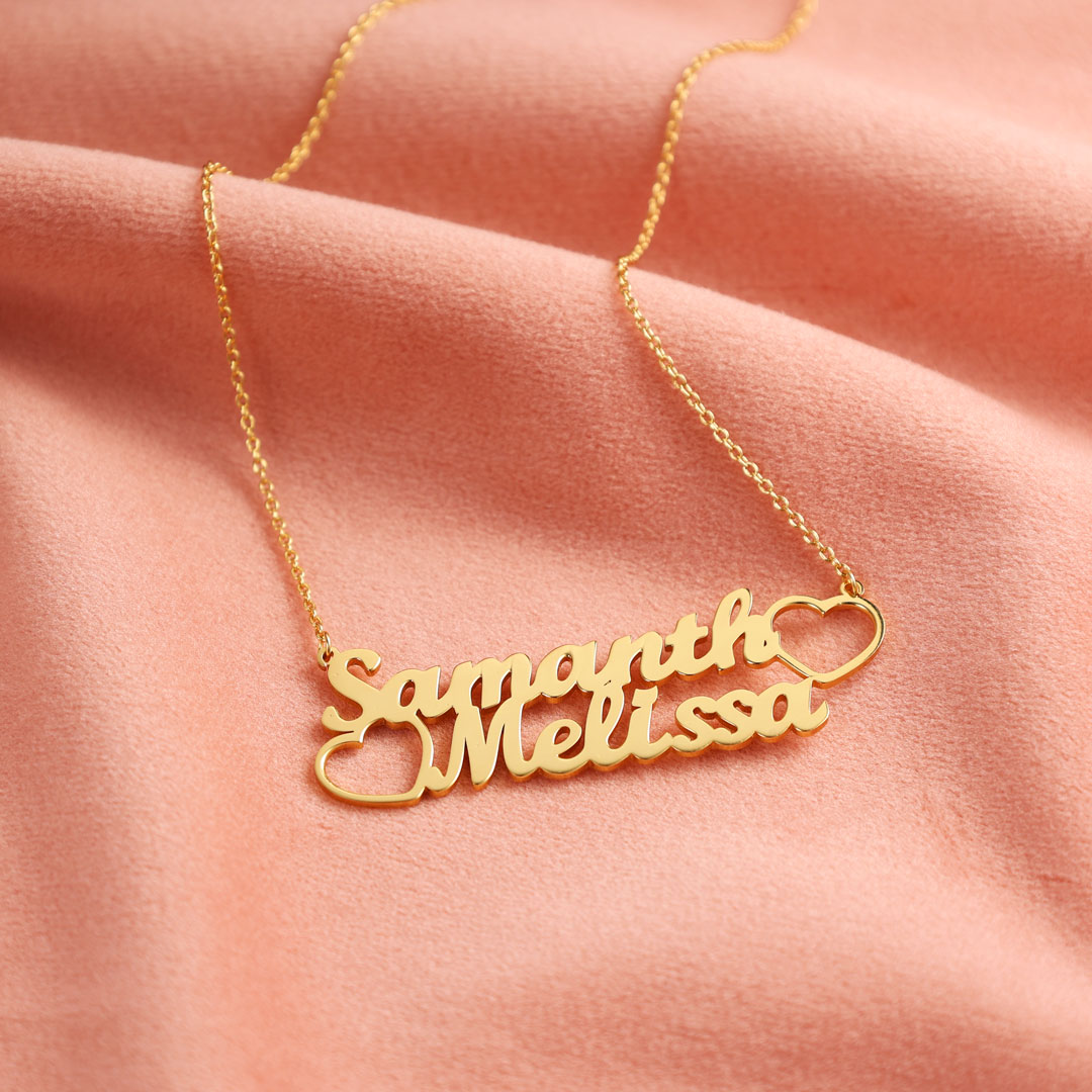 Personalised Heart Necklace Custom 2 Names Necklace Gift For Women-Jessemade AU