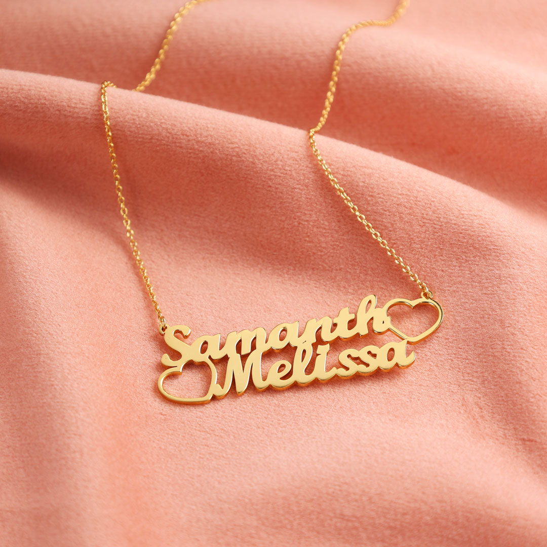 Personalised Heart Necklace Custom 2 Names Necklace Gift For Women-Jessemade AU