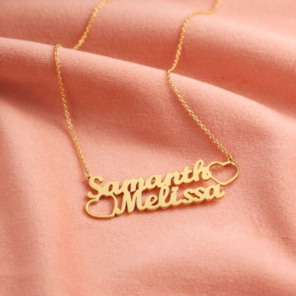 Personalised Heart Necklace Custom 2 Names Necklace Gift For Women-Jessemade AU