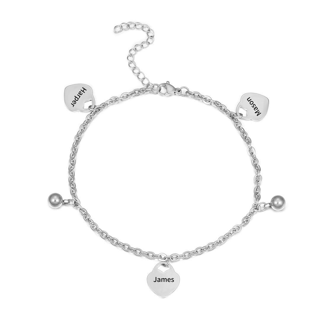Personalised Heart Anklet With 3 Names For Her-Jessemade AU