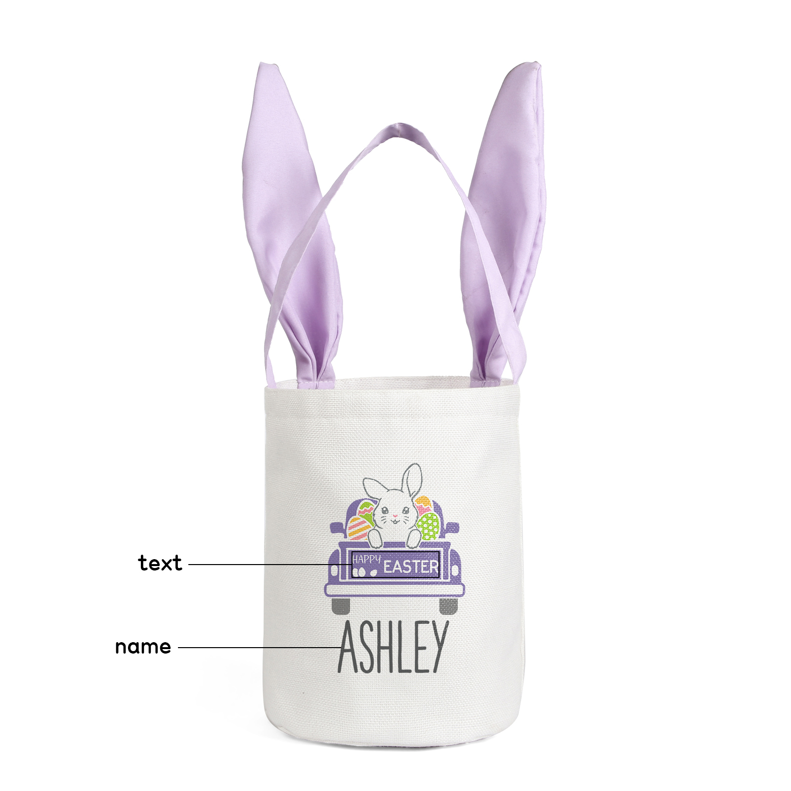 Easter Bunny Tote Bag Personalised Name & Text Bucket Bag Bunny Truck Basket Gifts For Kids-Jessemade AU