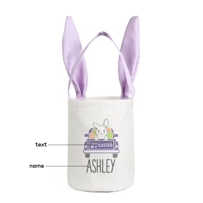 Easter Bunny Tote Bag Personalised Name & Text Bucket Bag Bunny Truck Basket Gifts For Kids-Jessemade AU