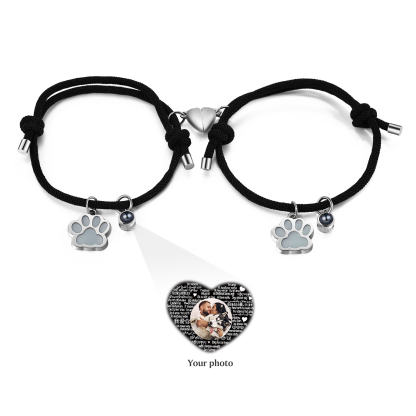 Personalised Photo Projection Bracelet Set Dog Paw Fluorescent Magnetic Bracelet Matching Gifts For Couples/Friends-Jessemade AU