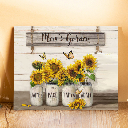 4 Names - Personalised Wooden Plaque Sunflowers Customised with Text Home Decoration Gift for Mother/Grandma-Jessemade AU