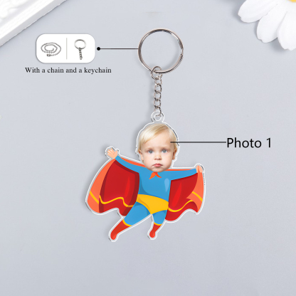 Personalised Superwoman Acrylic Keychain Custom Photo Funny Hanging Ornament Back to School Gift for Kids-Jessemade AU