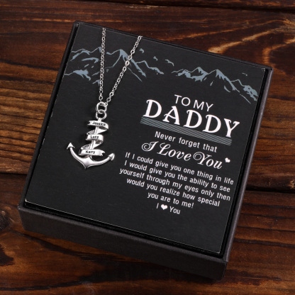 Personalised Pirate Ship Anchor Necklace Engrave 2 Names Necklace For Dad-Jessemade AU